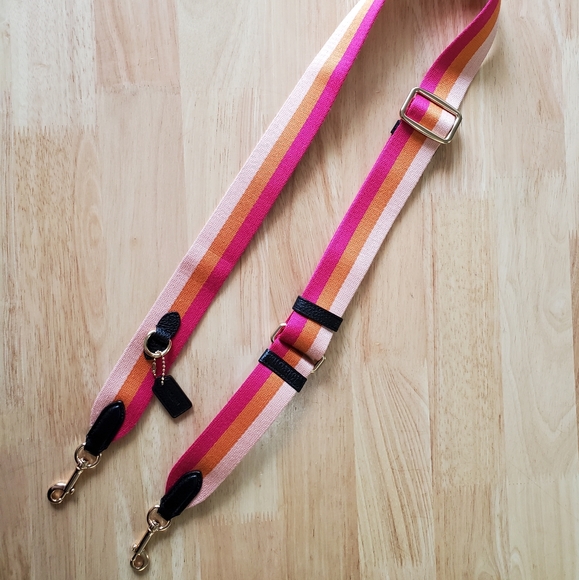 Coach Guitar Strap Replacement Detachable Fuchsia Peach Orange Gold … - Picture 3 of 8
